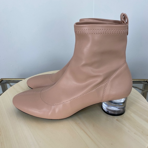 ZARA Flesh Tone Booties Ankle Boots With Clear Acrylic Heel - Picture 7 of 11